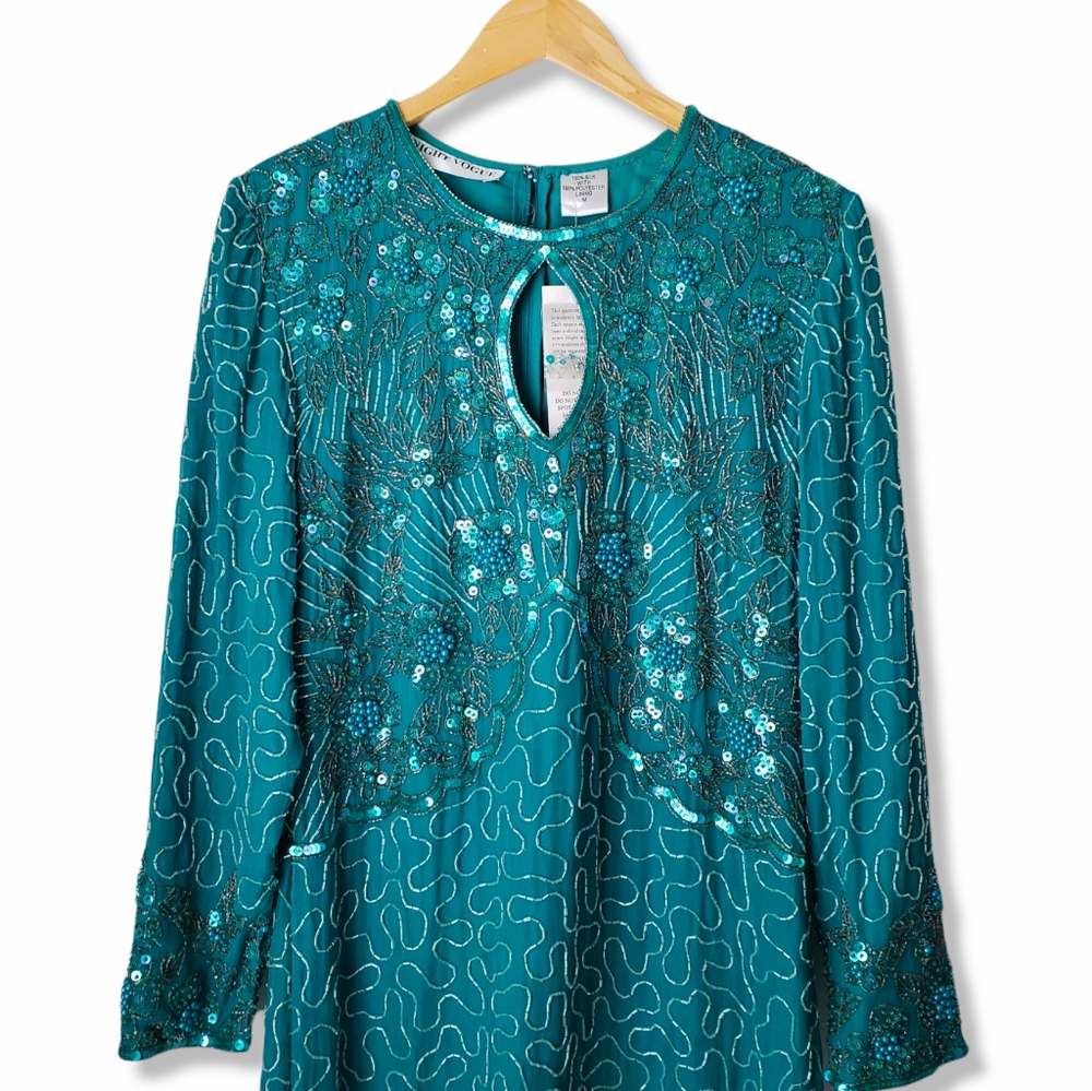 Night Vogue Beaded Sheath Dress